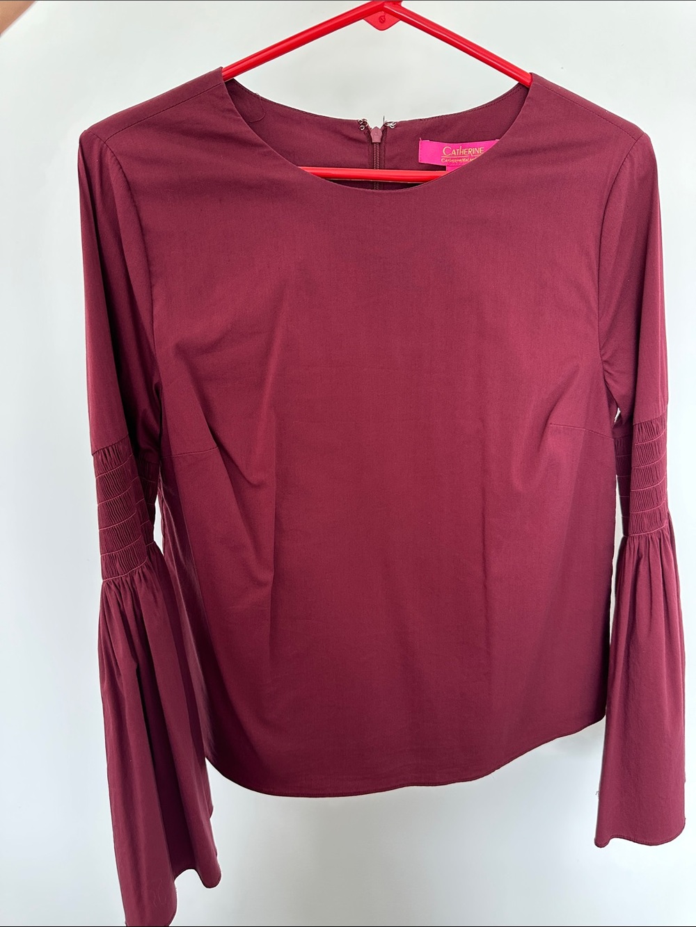 Catherine Malandrino Burgundy Bell-Sleeve Blouse